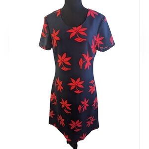 Banana Republic NWT Navy Blue Dress with Red Floral Design Size 6 Pockets